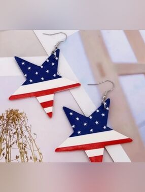 ❤️O $10 Each Or Bundle 4/$20 American Flag Star Earrings - Red, White & Blue